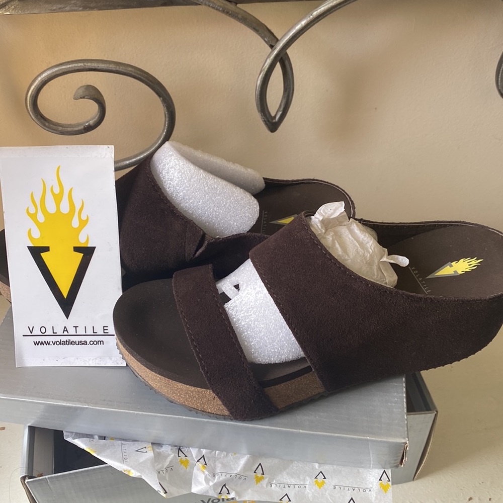 New in box!   Never worn August wedge sandal in plush suede!